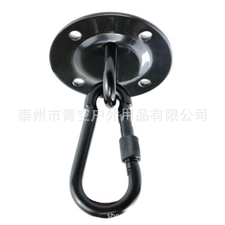Electroforesis de acero inoxidable hamaca de yoga negro placa fija columpio silla colgante gancho de conexión fija hebilla de conexión de bolsa de arena
