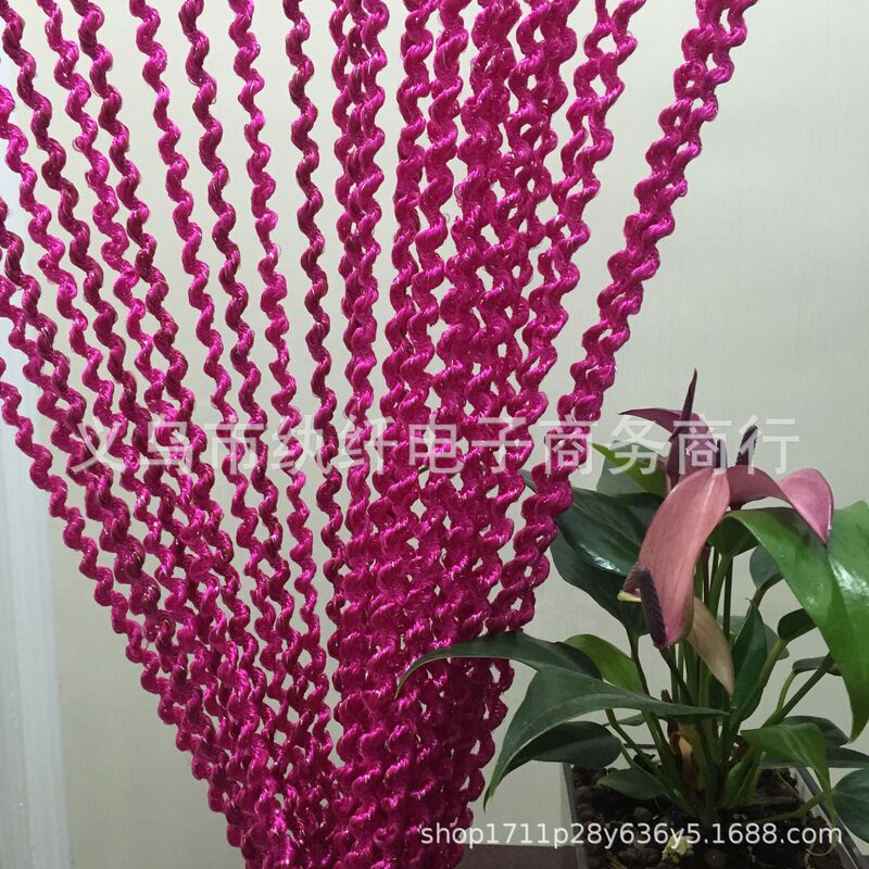 Factory Direct Sales Special Price 1*2 Single Color Threaded Curtain Spiral Curtain Partition Curtain Wedding Thread Curtain Wedding Ceiling Decoration