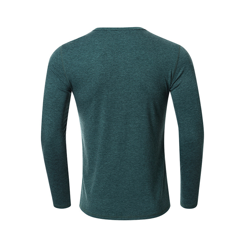 Men's Long Sleeve Base Layer T-shirt Solid Colour Autumn Winter_voghion.com