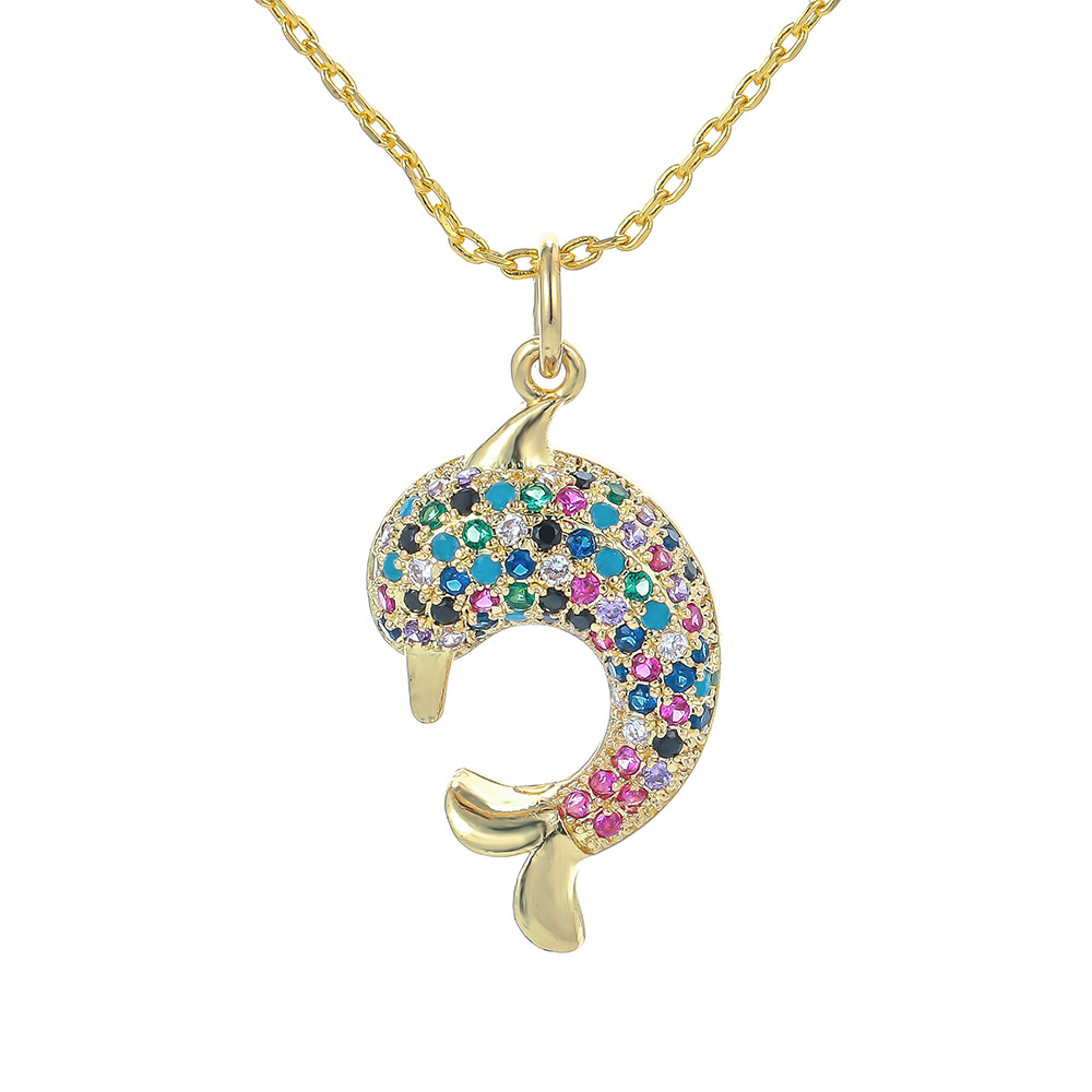 5g Weight Necklace Classification Korean Dolphin Fish Tail  Pendant Copper Necklace