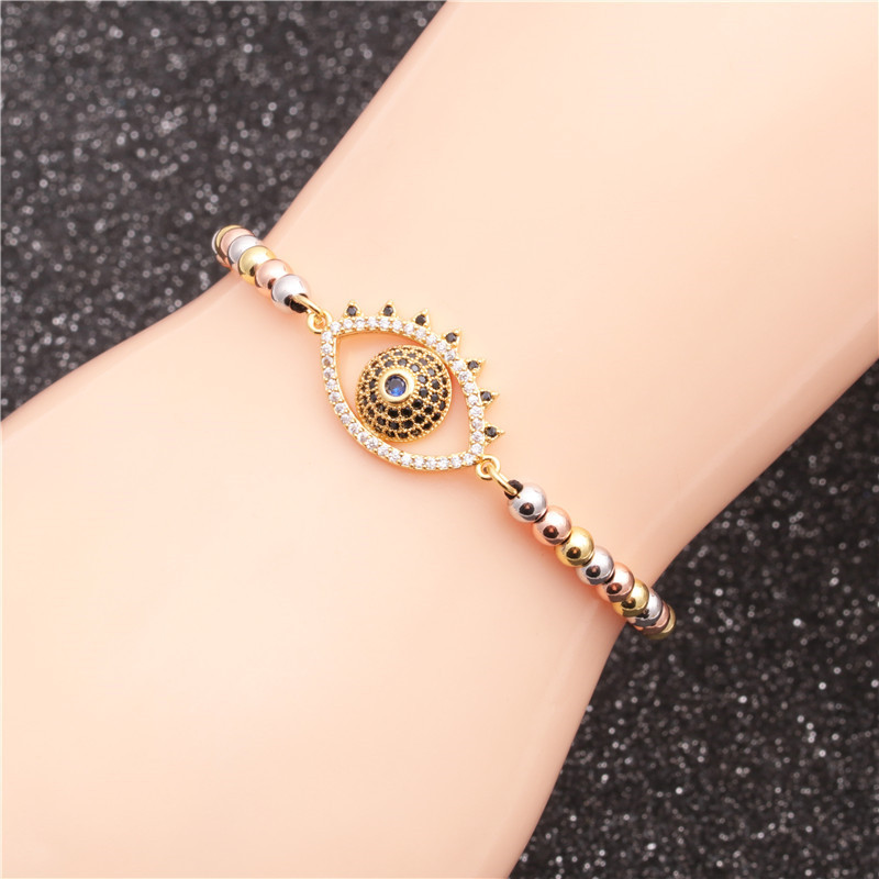 Nouveau Bracelet Tissé Oeil Du Diable Avec Chaîne De Perles De Couleur Mixte display picture 1