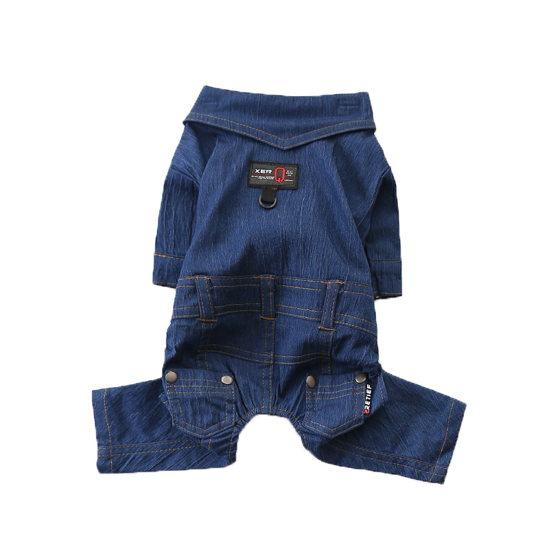 (2개) 가을과 겨울을위한 애완 동물 데님 점프 수트 슈퍼 대형 탄성 캐주얼 홈 의류