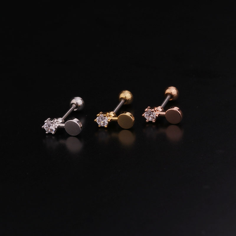 Ear Cartilage Rings & Studs Flower 316 Stainless Steel  Copper Inlaid Zircon display picture 8