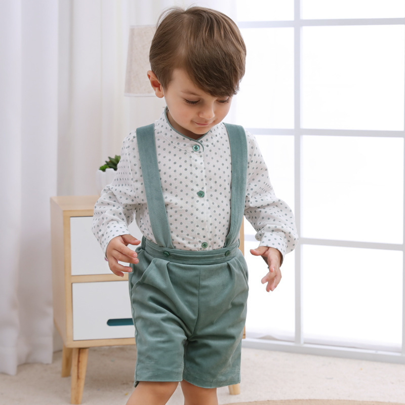 Spring Boys' Suits, Velvet Overalls, Brother and Sister Clothing, Spanish Children's Clothing, Sister and Brother Clothing, Baby Girl's Long-Sleeved Shirt