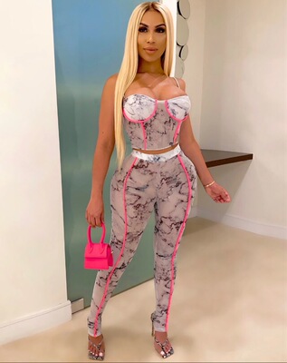 2020 Amazon AliExpress Europe and America sexy Nightclub Sandy beach Jacobs printing Two piece set