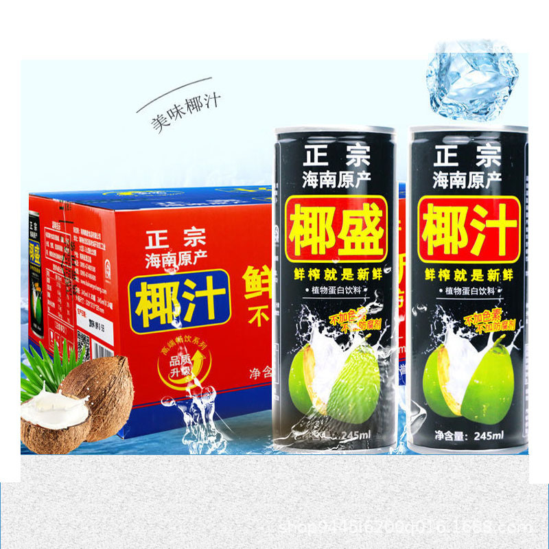 海南特产 椰盛生榨椰子汁245g*24罐 新鲜生榨椰奶椰浆饮料