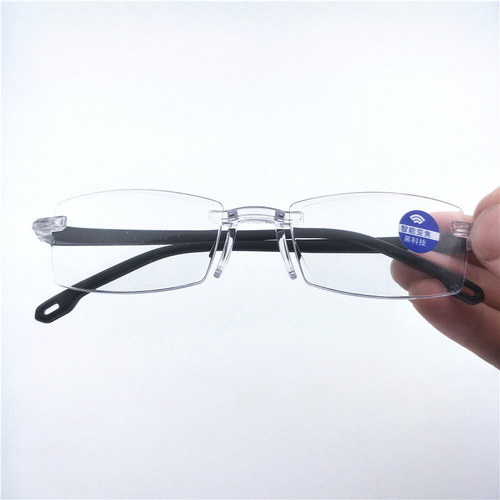 Automatic focus reading glasses without prescription, rimless edge, wholesale for elderly presbyopia glasses