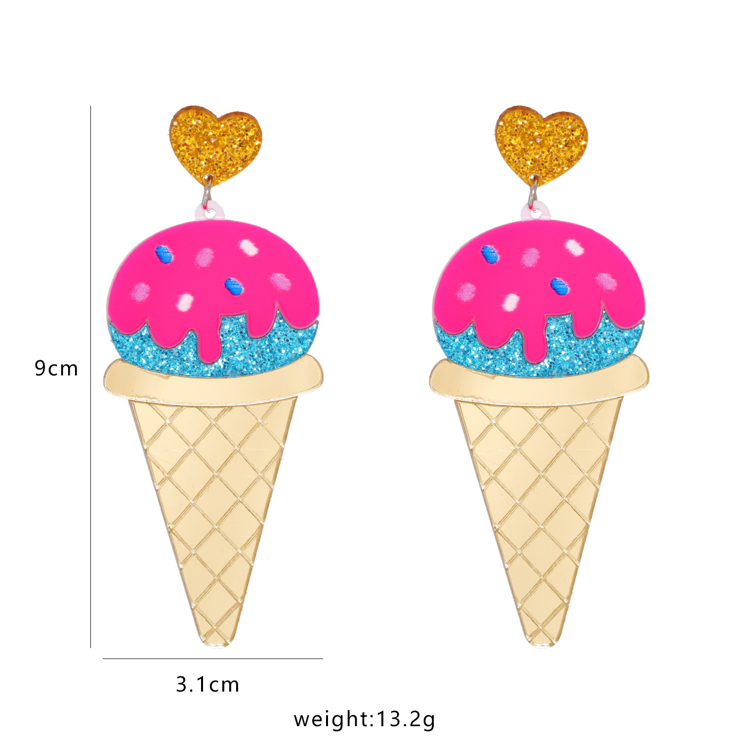 Cone Exaggerated Ice Cream Earrings display picture 1