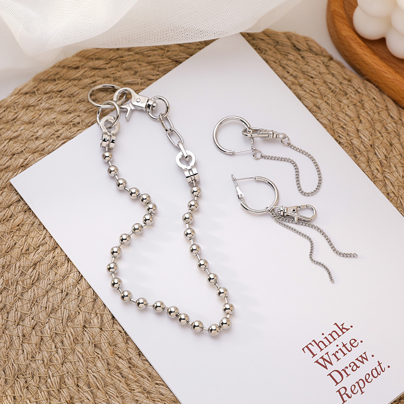 Asymmetrical Lock Chain Girl Earrings Hip Hop Chain Necklace Wholesale Nihaojewelry display picture 5