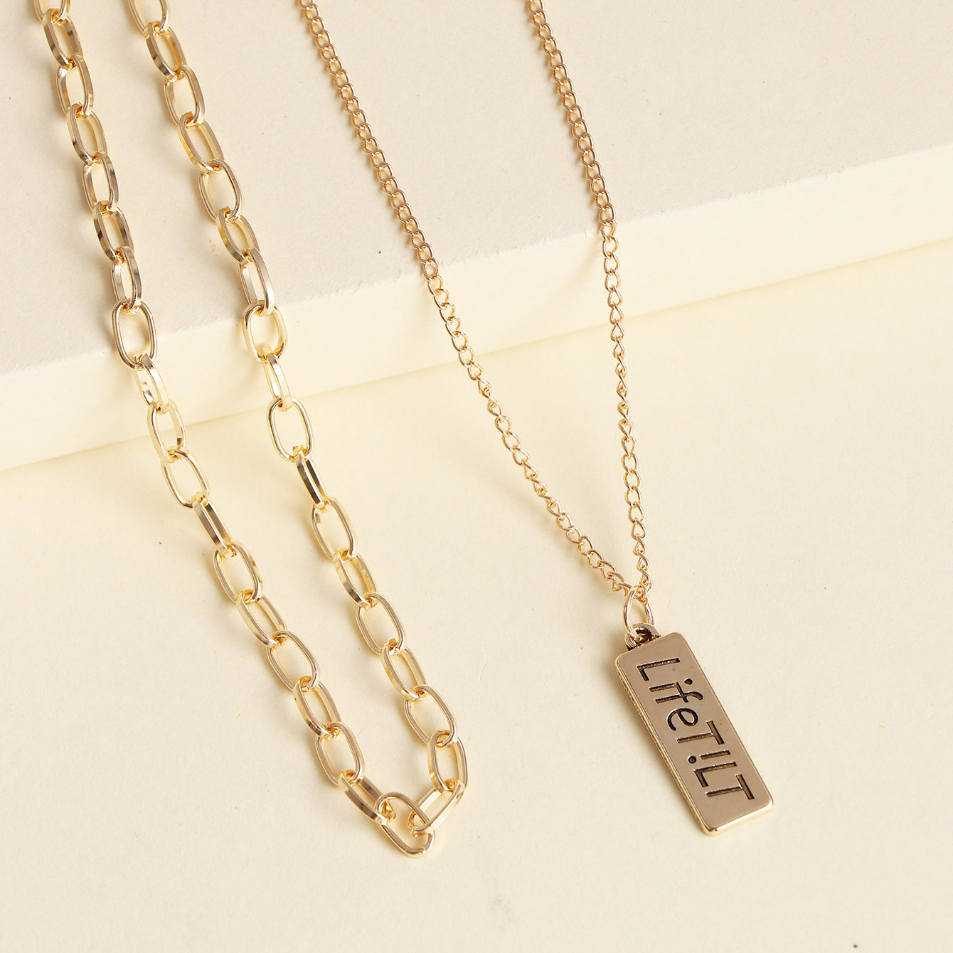 Fashion Simple English Square Brand Multi-layer Suit Necklace Wholesale Nihaojewelry display picture 7