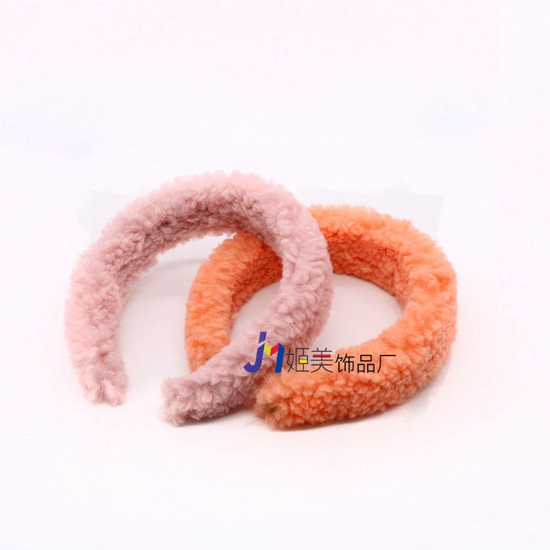 ins韩国温暖羊羔毛发箍秋冬款女糖果色百搭简约宽边头箍毛绒发箍|ms