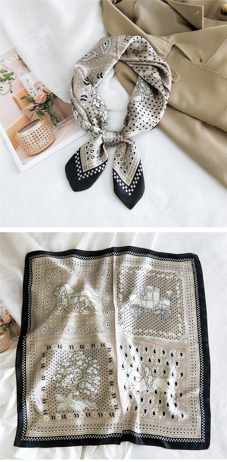 Small Square Silk Fashion Scarf display picture 13