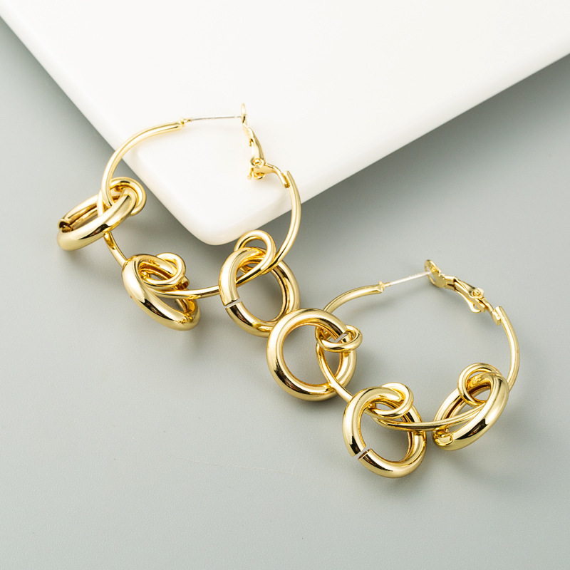 Knotted Circle Earrings Alloy S925 Silver Needle Earrings Exaggerated Gold Earrings Wholesale Nihaojewelry display picture 4