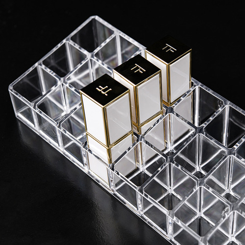24-grid transparent lipstick storage box plastic desktop lipstick rack display rack cosmetics and skin care product storage box