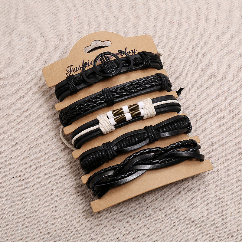 hot-selling  retro woven cowhide bracelet diy combination  bracelet