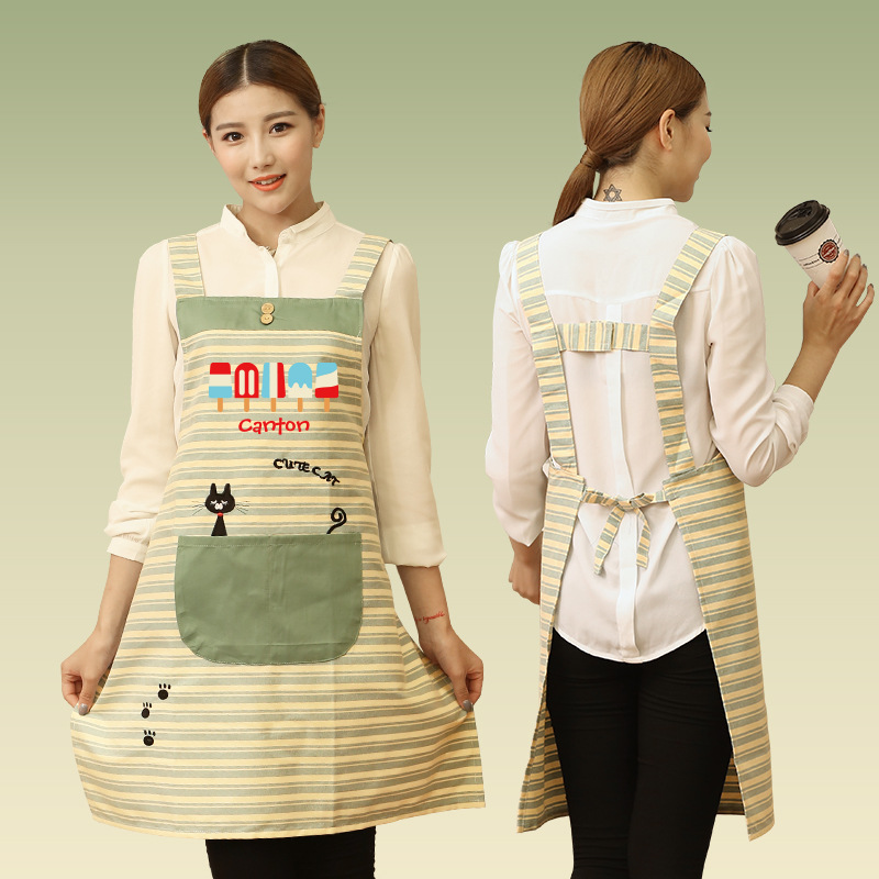 Delantal cocina del hogar anti-incrustante cintura de las mujeres moda estilo coreano adulto japonés lindo ropa de trabajo Impresión de logotipo personalizado