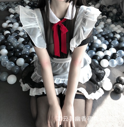 Lin Linting sexy lingerie uniform temptation strap apron mesh see-through role play sexy maid suit