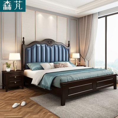 轻奢实木床后现代白色网红床简欧主卧公主床美式简约双人1.8婚床|ms