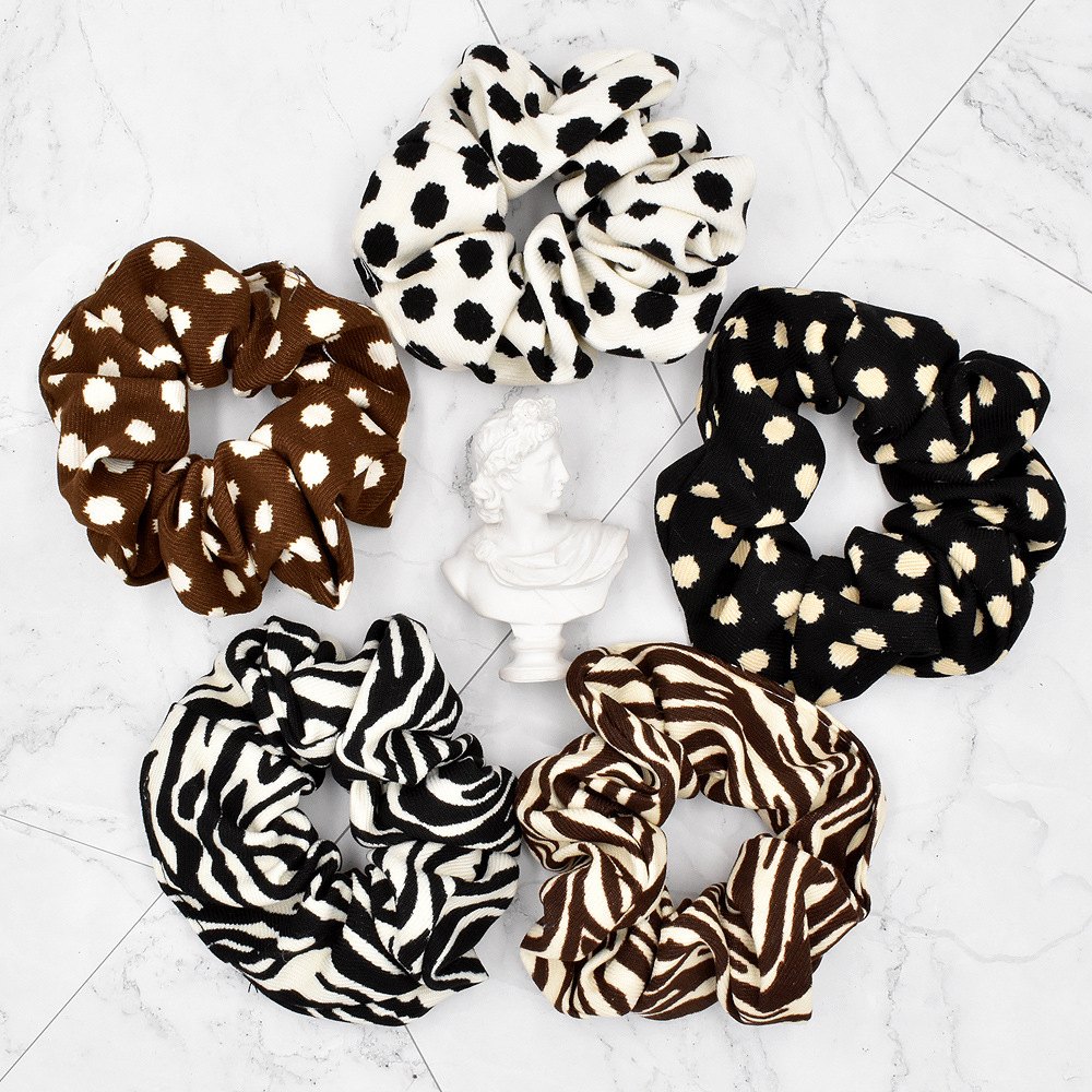 Retro Polka Dot Zebra Pattern Hair Scrunchies display picture 1