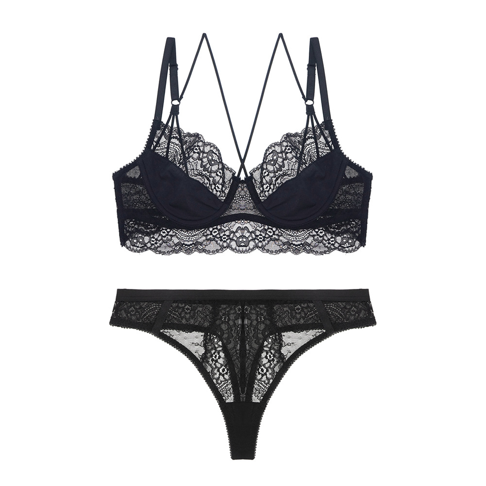 Νέο σετ σουτιέν με ψηλή μέση, σέξι, εξαιρετικά λεπτό, σούρες και ρυθμιζόμενη δαντέλα στην πλάτη_voghion.com