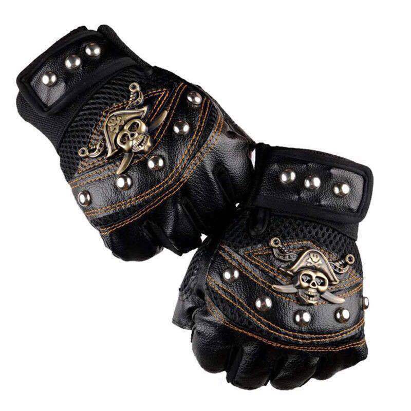 Pirate Skull Half Finger Gloves Men's Performance Street Dance Thunderbolt Dance Sports Cycling Gloves New Cycling Gloves