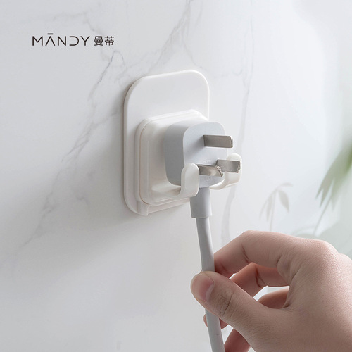 Plastic adhesive hook bathroom wall-mounted shaver rack plug storage rack bathroom punch-free storage rack wholesale