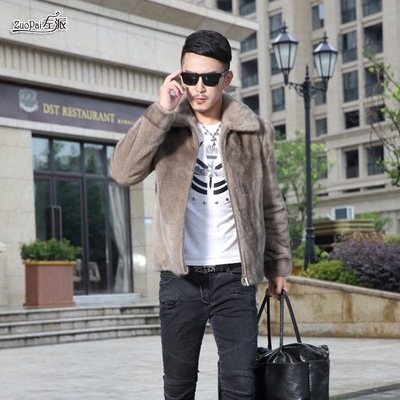 new pattern U.S.A man Mink overcoat Whole mink European version Big mink leather and fur men's wear Fur