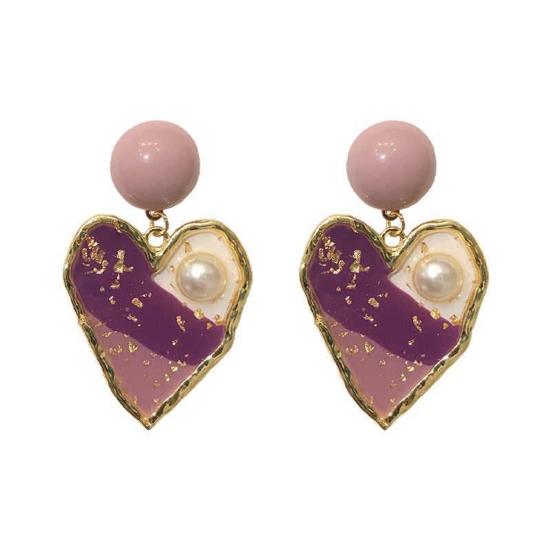 New Fashion Dream Sweet Purple Love Pearl Earrings Nihaojewelry Wholesale display picture 3