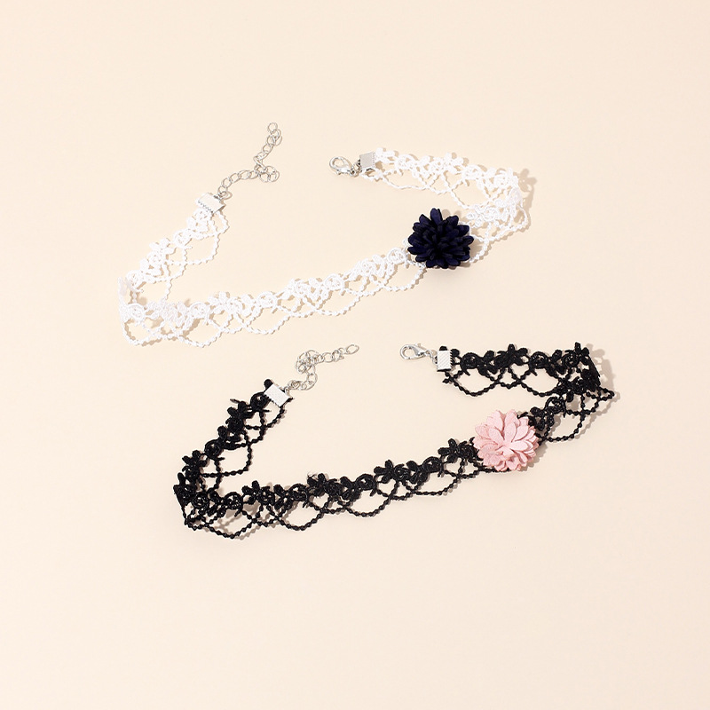 Choker Classification New Simple Lace Neckband Necklace Super Fairy Flower Necklace Choker Short Clavicle Chain Wholesale Nihaojewelry