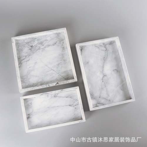 Hotel model room bathroom wash tray cake tray home cosmetics white natural marble square tray