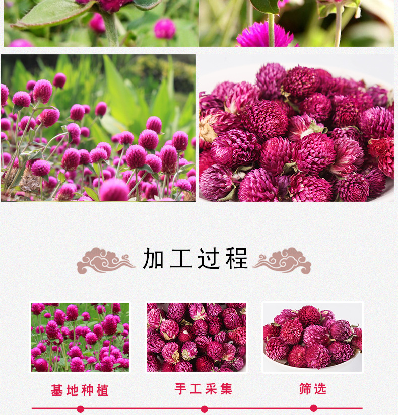 Dried Globe Amaranth Flower Tea Qian Ri Hong Loose Herbal Tea 500g Bulk Yunnan in use