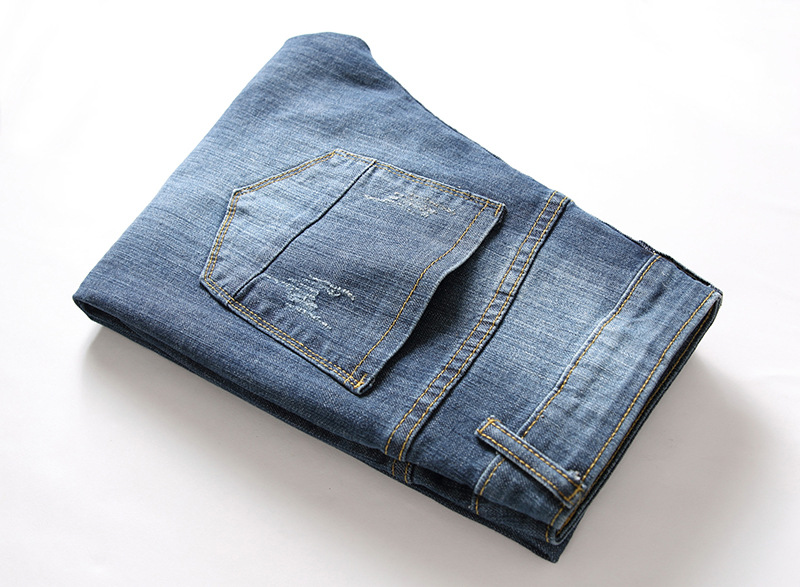 Herren Jeans Im Used Look Gerade Geschnittene Denim Hose Casual_voghion.com
