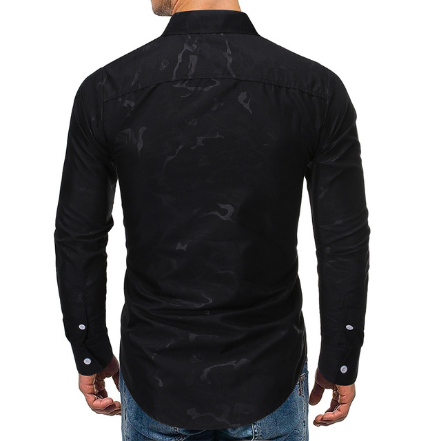 Men’s fashion camouflage printed long sleeve casual slim shirt for men