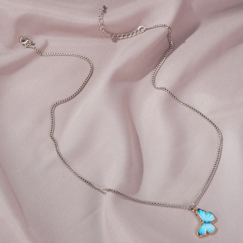 Summer new product gradient butterfly necklace couple clavicle chain butterfly bracelet wholesale