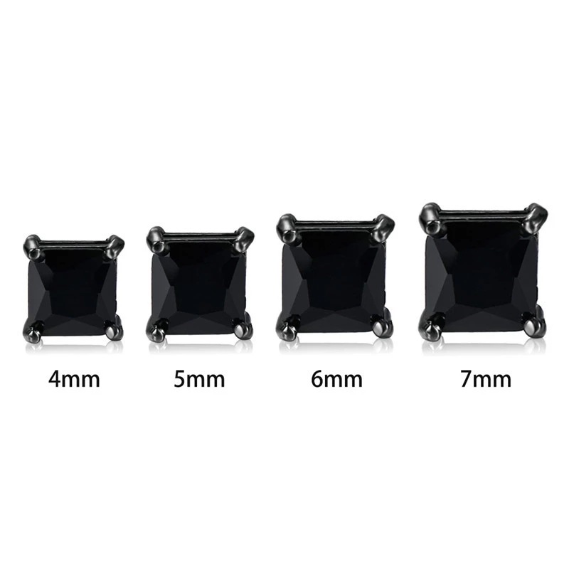 亞馬遜四方锆石耳釘歐美跨境熱賣钛鋼耳釘廠家直銷耳環耳飾