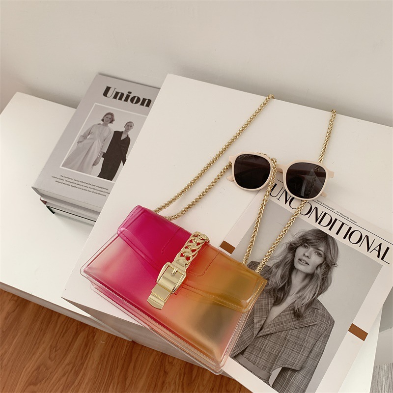 Summer 2025 new gradient jelly bag, fashionable color-blocking chain bag, crossbody single-shoulder bag, ladies' small bag undefined