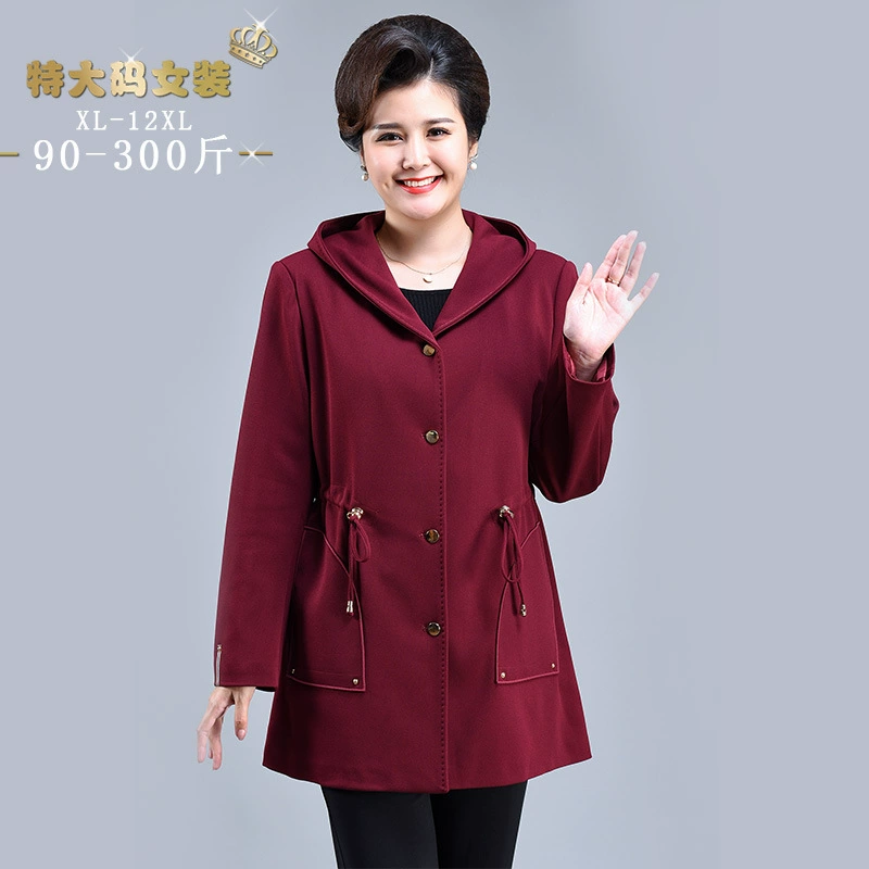 202 повседневное толстое пальто среднего возраста, пальто для мамы на весну и осень, пальто для жены, женская новая шляпа, 230 кг, большие размеры