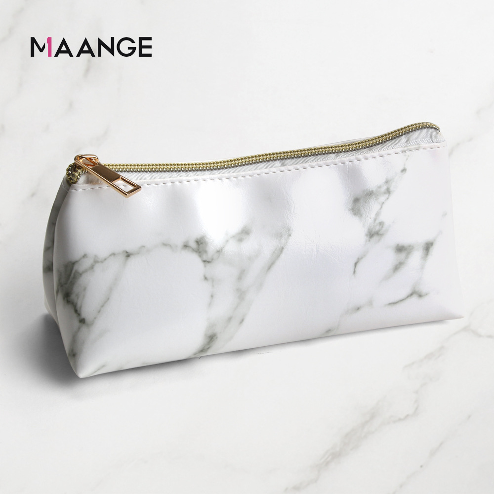 Set de 3 bolsas de brochas de maquillaje – Diseño mármol, portátiles, con función de almacenamiento (venta transfronteriza)