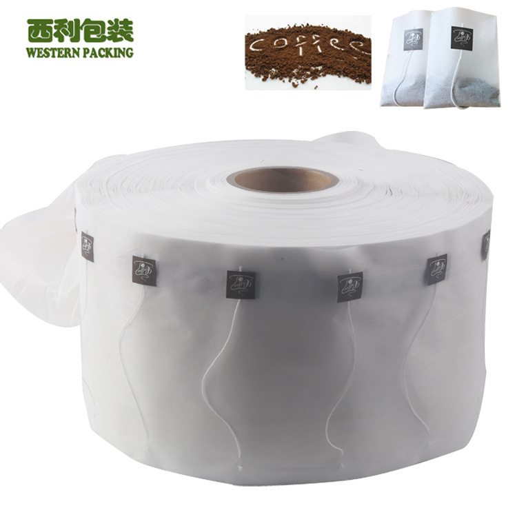供应180mm带线标咖啡过滤袋卷膜可定制标签吊牌logo茶叶过滤包