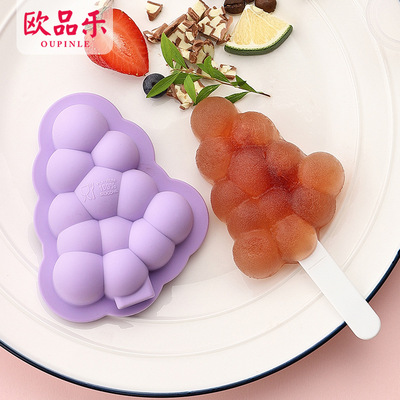 亚马逊家用冰棒冰棍模具 硅胶雪糕模具 欧标带盖冰淇淋模具批发|ms