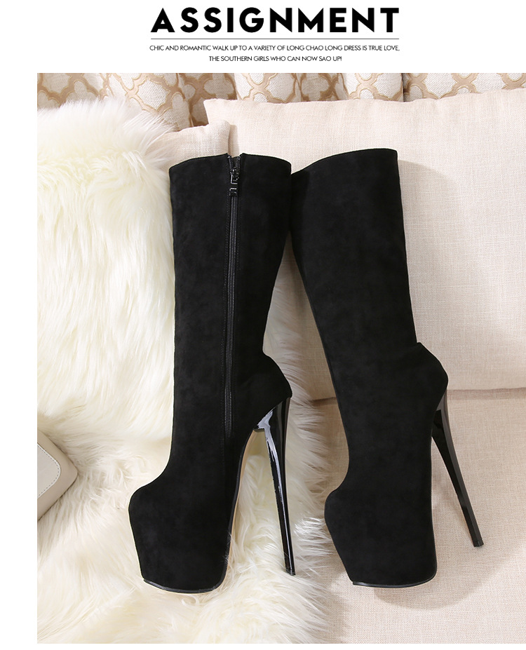 Boot nữ cổ thấp gót nhọn 20 cm — Màu đen chi tiết 17