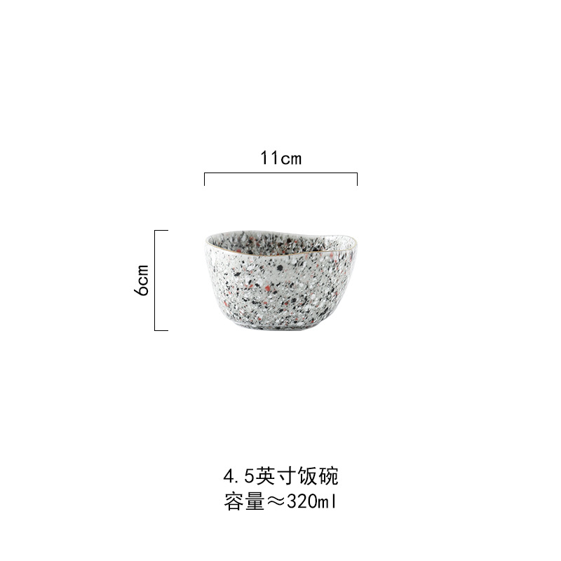 Luz de lujo yuhua esmalte Vintage horno de cerámica vajilla horno de microondas borde dorado especial irregular tazón de arroz tazón de sopa plato occidental