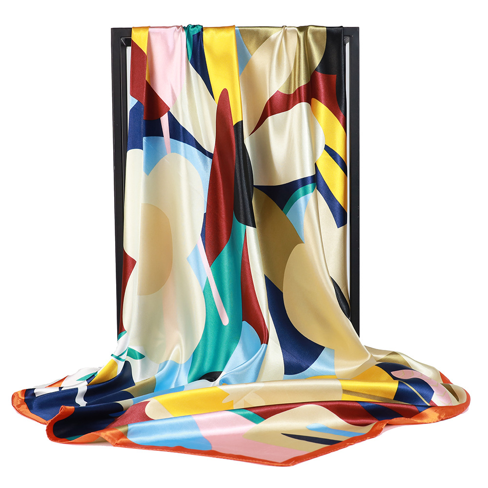 Summer, Spring, Autumn Season Women'S Gender Elegant Style Women's Elegant Plant Satin Silk Scarves