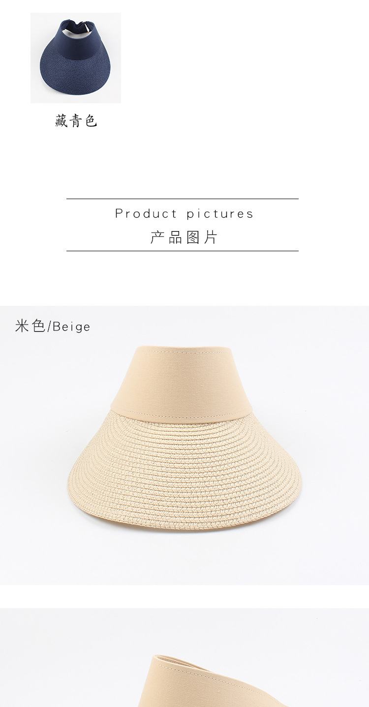 Empty Top Hat Summer Outdoor Cycling Sunscreen Sun Hat Korean Fashion Wild Straw Sun Hat Holiday Beach Straw Hat Wholesale Nihaojewelry display picture 3