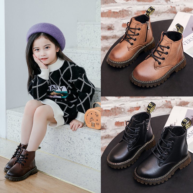 2020年秋冬新款馬丁靴童鞋兒童男童女童休閑側拉鏈二棉加厚雪地靴