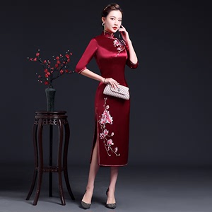 Traditional Chinese Dress Qipao Dresses for Women Long embroidered wedding dress