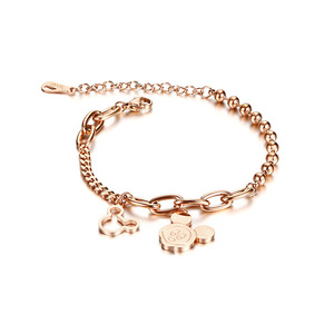 2020鼠年本命年生肖鼠玫瑰金手链女士韩版手绳小老鼠手链地摊饰品