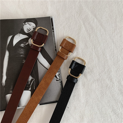 Wholesale non-hole simple belt women's decorative versatile jeans belt adjustable small belt style trouser belt