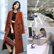 广州淘工厂女装秋冬羊毛长款毛呢大衣外套来图来样贴牌加工定制