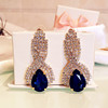 Glossy crystal, universal earrings, European style, micro incrustation